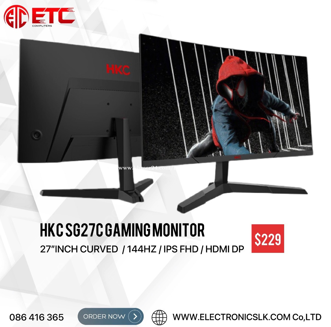 HKC SG27C 27" WideAngle Curved Display Monitor,Full Screen With Micro