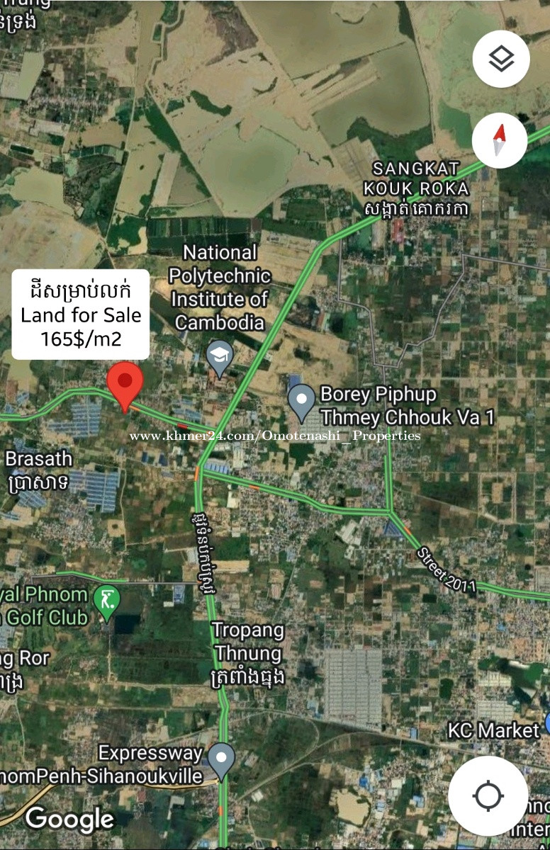 ដី សម្រាប់លក់ (Land for Sale) in Phnom Penh Price 165 in Samraong