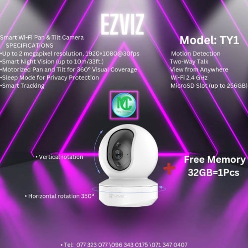 EZVIZ * TY1 Smart Camera Wi-Fi Buy Now Free Memory Card 64GB=1Pcs
