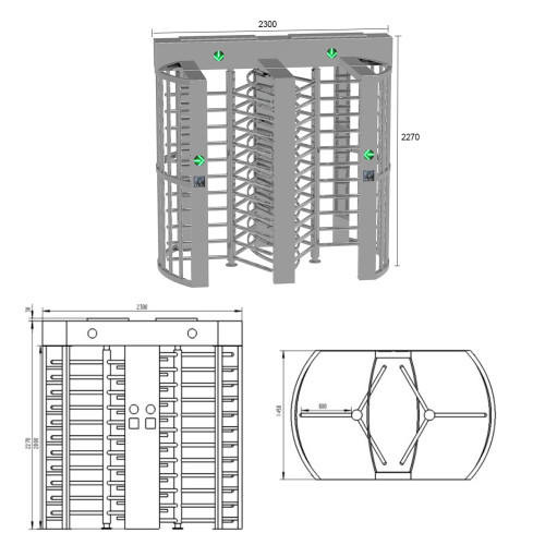 AI-FH001D Double Passage Gate RFID Full Height Turnstile - ប្រពន្ធ័គ្រប់គ្រងច្រកចេញចូល អគារ ស្ថាបន័