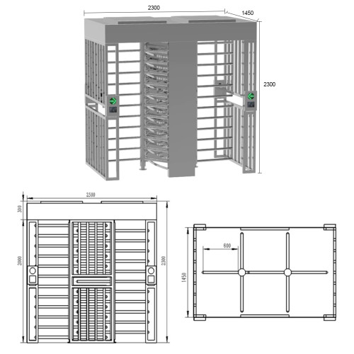 AI-FH002D-Double Direction Full Height Turnstile Gate - ប្រពន្ធ័គ្រប់គ្រងច្រកចេញចូល អគារ ស្ថាបន័