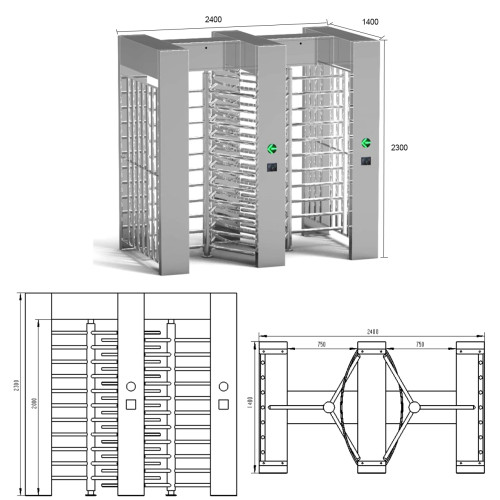 AI-FH003D Double Entrance Full Height Turnstile Gates - - ប្រពន្ធ័គ្រប់គ្រងច្រកចេញចូល អគារ ស្ថាបន័
