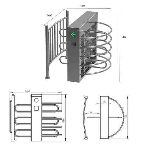 AI-HH001 Half Full-height Turnstile for Access Control - ប្រពន្ធ័គ្រប់គ្រងច្រកចេញចូល អគារ ស្ថាបន័
