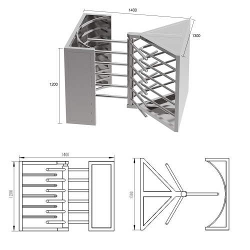 AI-HH002 Single Passage Waist Height Automatic Turnstile - ប្រពន្ធ័គ្រប់គ្រងច្រកចេញចូល អគារ ស្ថាបន័