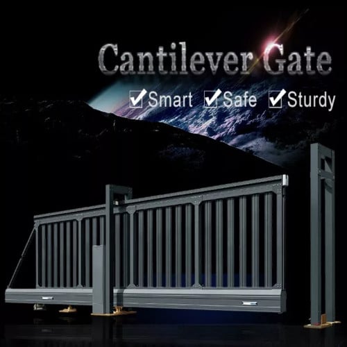 AI-QG-L2731A Aluminum Cantilever Sliding Gate For Factory Gate Designs - ទ្វារទំនើប រឹងមាំបញ្ចាទេឡេ