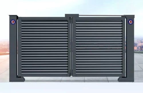 AI-QG-P2950-Modern Design Automatic Aluminum Folding Gate - ទ្វារទំនើប រឹងមាំបញ្ចាទេឡេ