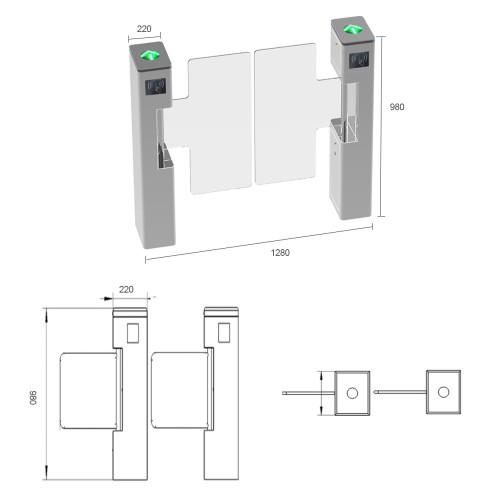 AI-LST010 Acrylic Swing Turnstile For Gate Access Office Building - ប្រពន្ធ័គ្រប់គ្រងច្រកចេញចូល