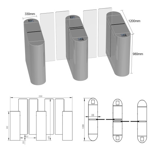 AI-PT012 Quality Indoor-Outdoor Dual Sliding Barrier Turnstile Gate - ប្រពន្ធ័គ្រប់គ្រងច្រកចេញចូល