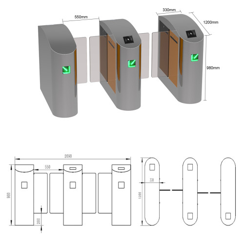 AI-PT013 Double Turnstile Barrier Speed Sliding Gate Turnstile - ប្រពន្ធ័គ្រប់គ្រងច្រកចេញចូល