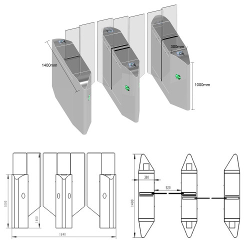 AI-PT015 Turnstile Gate 304 Sliding Gate - ប្រពន្ធ័គ្រប់គ្រងច្រកចេញចូល