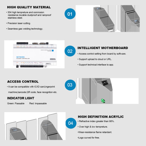 AI-PT015 Turnstile Gate 304 Sliding Gate - ប្រពន្ធ័គ្រប់គ្រងច្រកចេញចូល