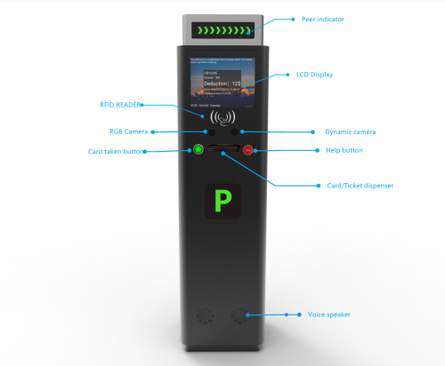 AI-Ticket Parking Management Dispenser With RFID card, Camera For Facial Detection