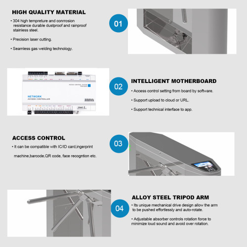 AI-TT003 Tripod Turnstile for Pedestrian Access Control System - ប្រពន្ធ័គ្រប់គ្រងច្រកចេញចូល