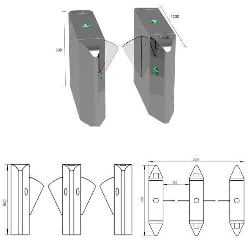 AI-WT005 Factory Automatic Acrylic Flap Wings Turnstile  - ប្រពន្ធ័គ្រប់គ្រងច្រកចេញចូល