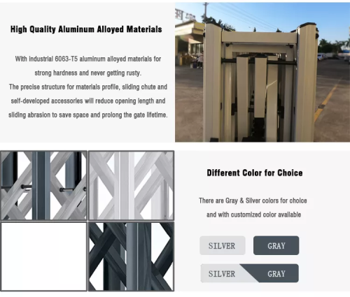 AI-CA-805A Factory Main Gate Driveway Automatic Retractable Folding Gate - ទ្វារទំនើបរឹងមាំបញ្ចាទេឡេ