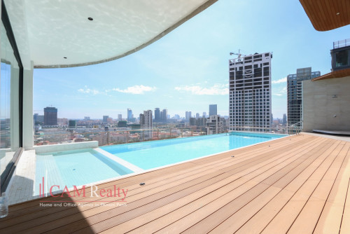 Tuol Kork area| 1 bedroom serviced apartment for rent| Swimming pool, gym, steam and sauna