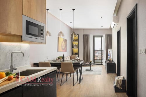 Southern Tonle Bassac area| 1 bedroom serviced apartment for rent| Swimming pool and gym