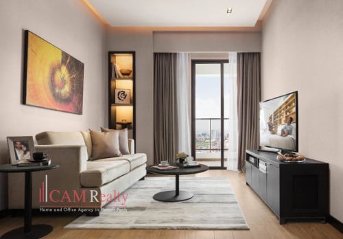 Southern Tonle Bassac area| 1 bedroom serviced apartment for rent| Swimming pool and gym
