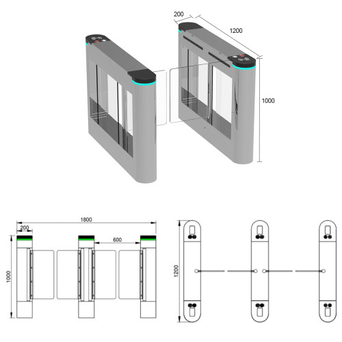 AI-LST001 High End Automatic Swing Turnstile Gate - ប្រពន្ធ័គ្រប់គ្រងច្រកចេញចូល អគារ ស្ថាបន័