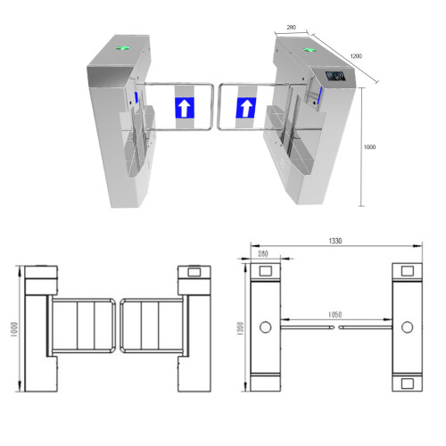 AI-ST005 Pedestrians Turnstile Swing Gate Security - ប្រពន្ធ័គ្រប់គ្រងច្រកចេញចូល