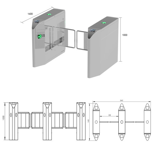 AI-ST006 Automatic Security Entrance Gate Control Swing Turnstile Gate - ប្រពន្ធ័គ្រប់គ្រងច្រកចេញចូល