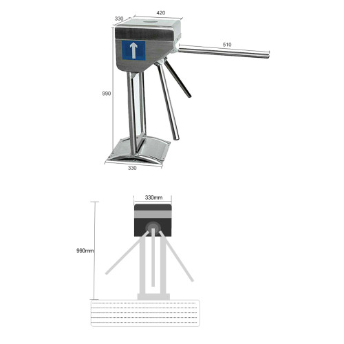 AI-TT007 Gym Access Control Double Column Tripod Turnstile - ប្រពន្ធ័គ្រប់គ្រងច្រកចេញចូល