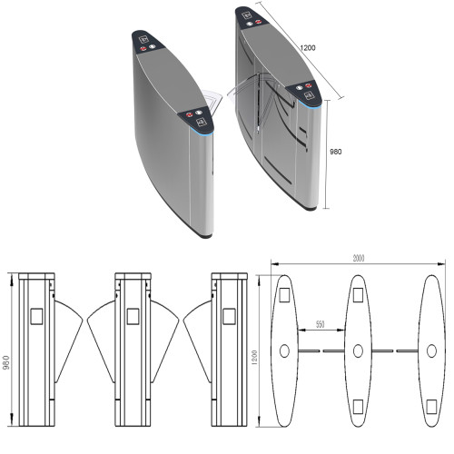 AI-WT004 Automatic Flap Turnstile Gate - ប្រពន្ធ័គ្រប់គ្រងច្រកចេញចូល