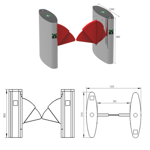 AI-WT009 Popular Sale Access Control Flap Turnstile Barrier Gate - ប្រពន្ធ័គ្រប់គ្រងច្រកចេញចូល