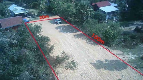 ដី20x100 25000$ ចចារ ទីតាំងនៅជិតក្រុងឧត្តុងថ្មី