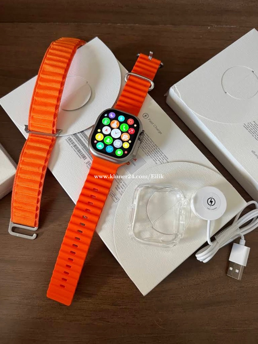 Top Grade Clone of Apple Watch Ultra ទំហំ 49mm ដូចសុីន 100 Price 45.