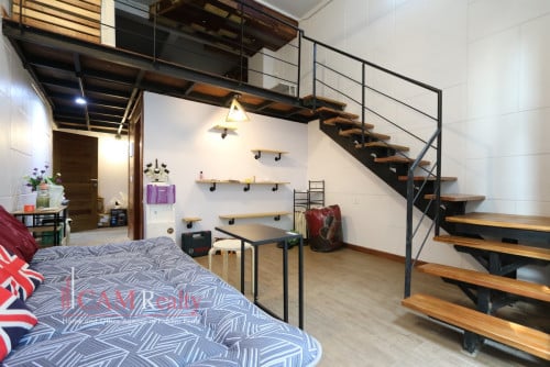 Near Factory Phnom Penh| 1 bedroom renovated loft apartment for rent| Rooftop terrace