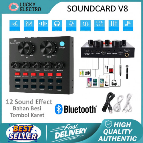V8 Sound Card Audio Set Interface External Usb Live Microphone Sound