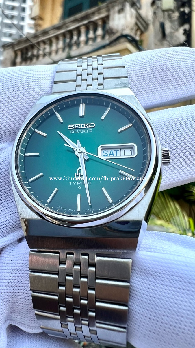 💥នាឡិកា​មួយ​ទឹក​ជប៉ុន​ម៉ាក​ Vintage Seiko Type II Quartz Date day Watch  7D4041_7546-700B JAPAN price $80 in Phnom Penh, Cambodia - ប្រាក់ រតនា |  