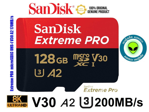 SanDisk Extreme Pro Memory Card 128GB SDXC UHS-I U3 A2 V30 Micro