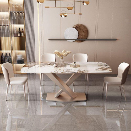 \u2705 1 marble table + 4 leather chairs: 350$ per set
