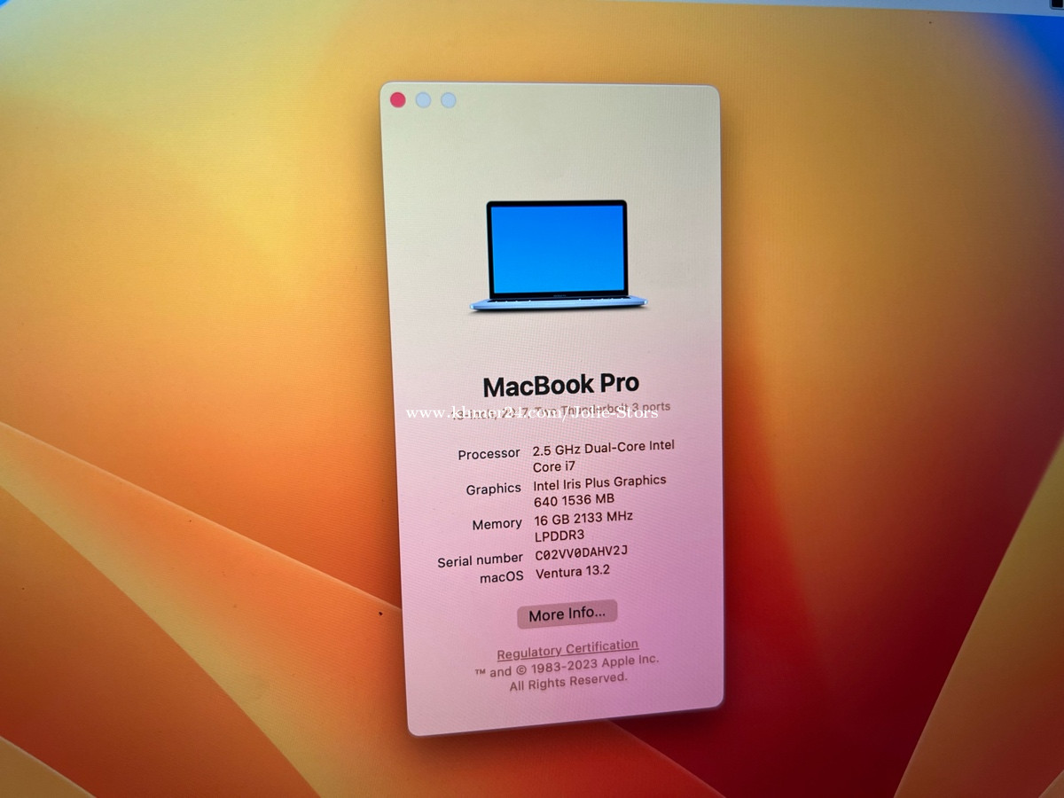 MacBook Pro 13inch 2017 core i7 Ram 16GB 256GB price $450.00 in