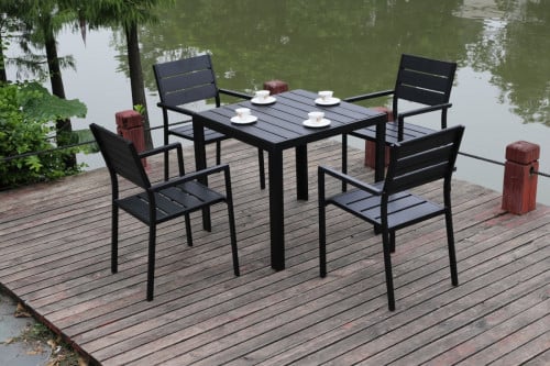 Stainless steel table set chair with 4 chairs