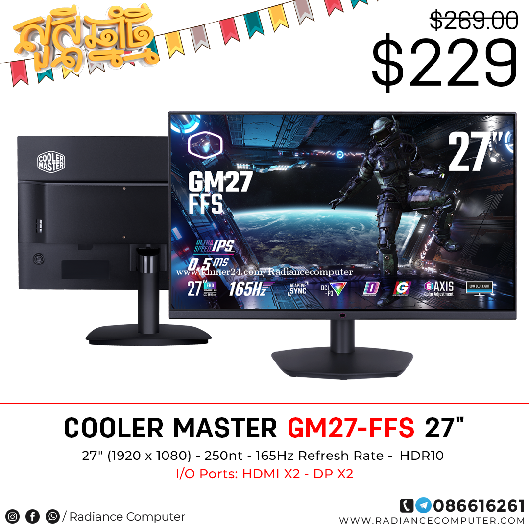 Monitor Cooler Master GM27-FFS 27inch 165hz Price $229 In Boeng Salang ...