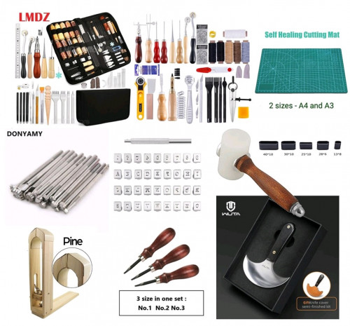 TLKKUE Leather Craft Tools 2 Sets Leather Working Tools Kit with