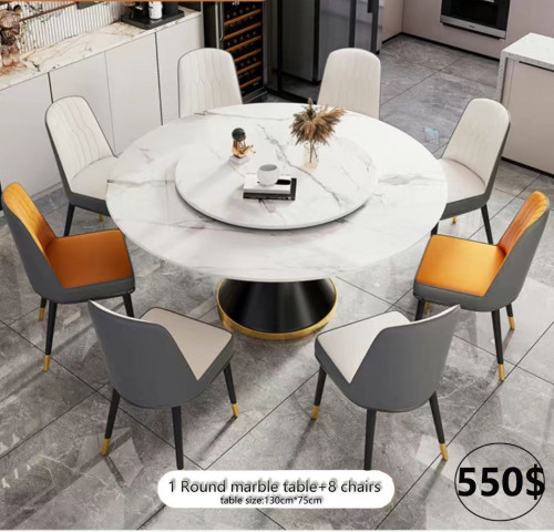 \u2705 1 Marble Table + 8 leather chairs: 550$ per set