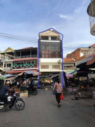 ផ្ទះក្នុងផ្សារតាខ្មៅចាស់ បែរទៅស្ទឹងព្រែកត្នោត 7X13