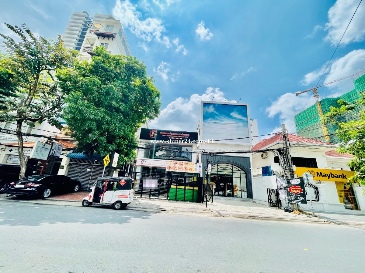 Commercial Showroom-Shop For Rent Along Main Road of BKK1 Area, 02 Floors, 4,000$/Month, Busy Area