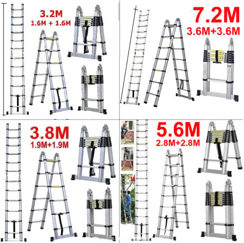 Folding Adjustable Portable Aluminum Telescopic agility Ladder ជណ្តើរអក្សរអេ និង​ ត្រង់