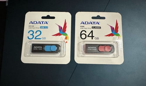 ADATA USB FLASH DRIVE 64GB + 32GB 100% new /2 = 9$