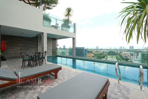 Bassac Lane area| Premier 1 bedrooms apartment for rent| Swimming pool, gym and rooftop deck