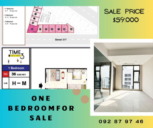 Time squares3, One Bedroom for Sale!! 🎉 Sell only $59,000