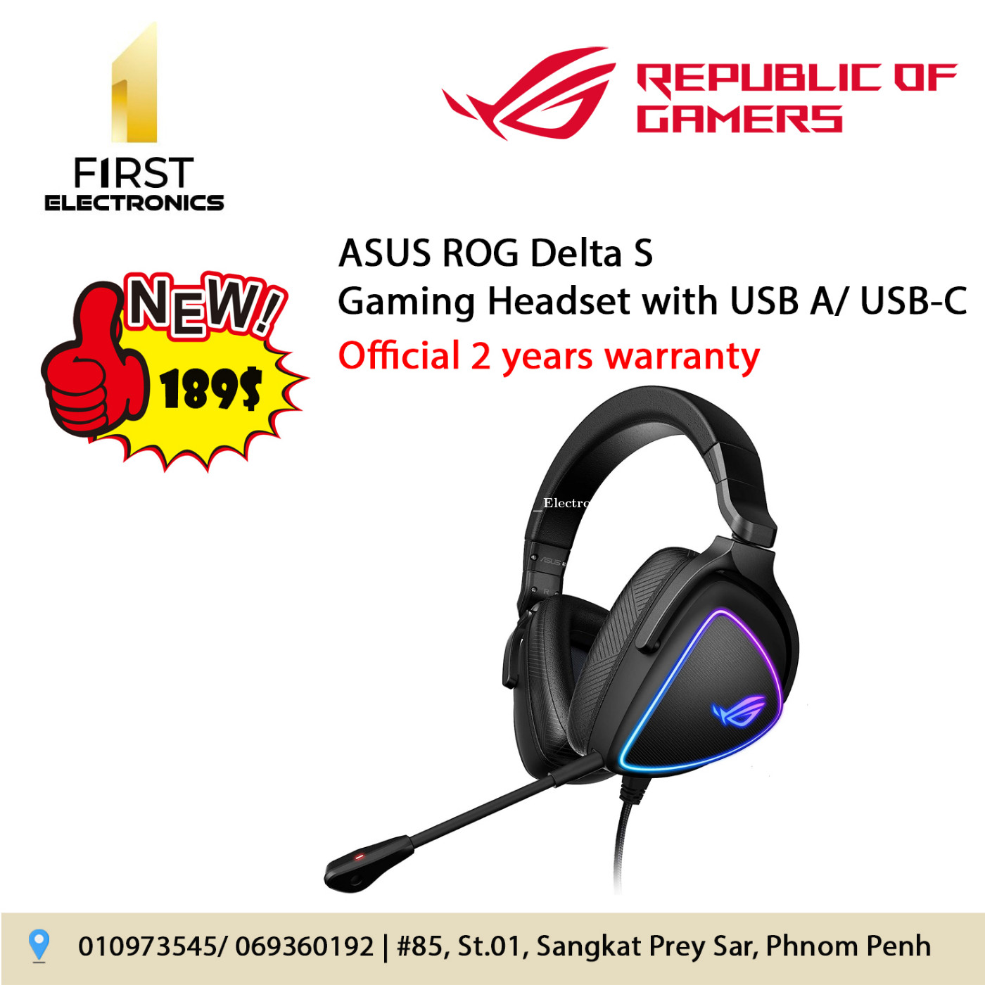 Asus ROG Delta S Gaming Headset, Black 