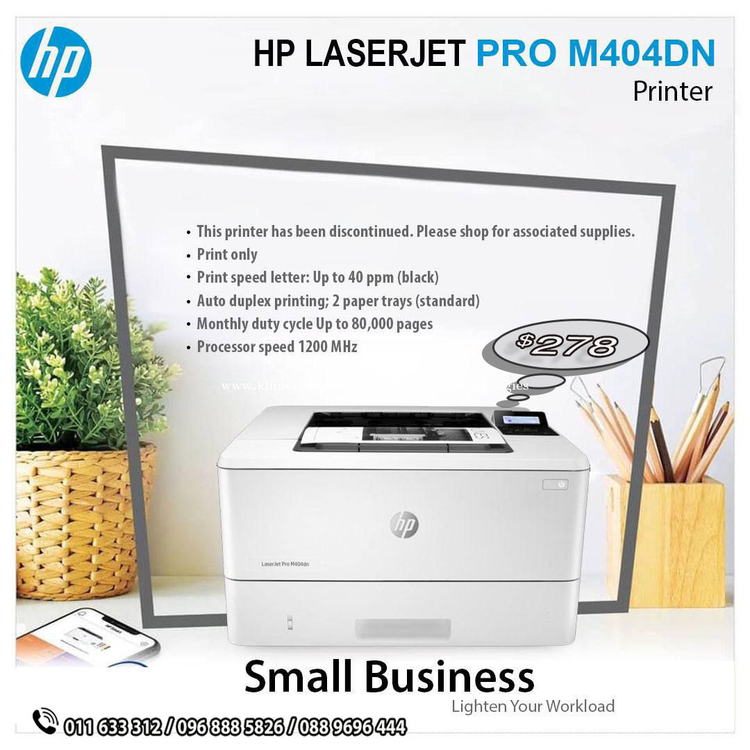 Printer HP LaserJet Pro M404DN Print Only Price 278.00 in Ou Ruessei