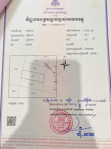 ដីកណ្តាលក្រុងសៀមរាប ជិតផ្សារចាស់ pub street ក្រវ៉ាត់ក្រុង1