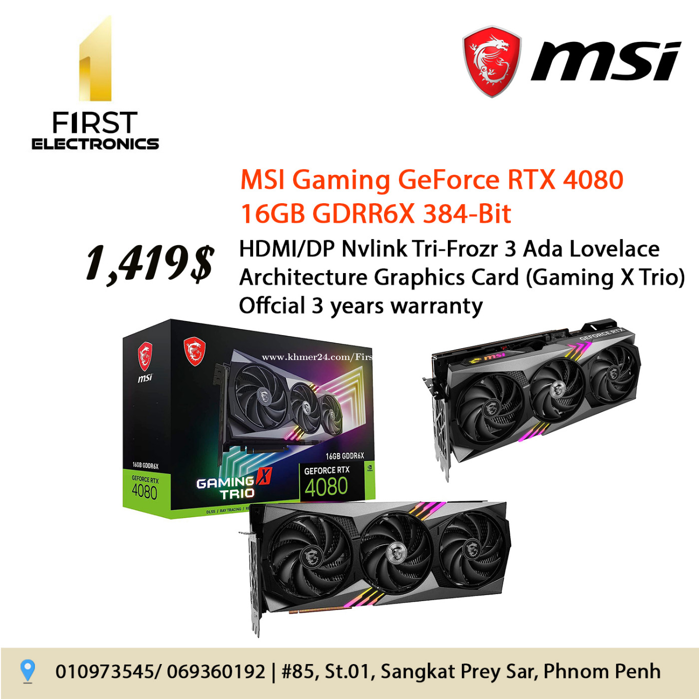  MSI Gaming GeForce RTX 4080 16GB GDRR6X 384-Bit HDMI/DP Nvlink  Tri-Frozr 3 Ada Lovelace Architecture Graphics Card (Gaming X Trio) :  Electronics